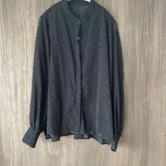 DES PRES ドット柄シースルー袖 長袖ブラウス ネイビー - メルカリ