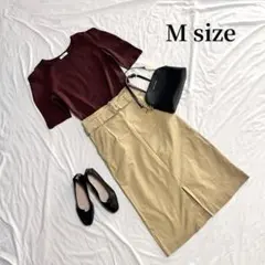 【秋色コーデ売り】五分袖カットソー＋ロングスカート　カジュアルコーデ　M相当