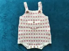 mamaraku ニットロンパース ホワイト・ピンク・グリーン 80cm