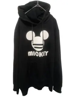 河*一様 【N0032】Disney ミッキーマウス ブラックパーカー LL