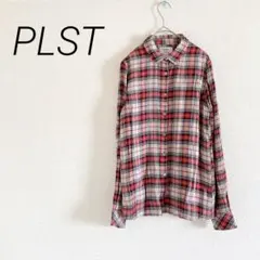PLST プラステ 長袖チェックシャツ 赤 ネイビーのサムネイル