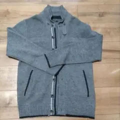 スタンドニットカーディガン ボタン付き グレー メンズ