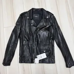 XLサイズ 艶消し エフェクトレザー】ZARA ダブルライダースジャケット
