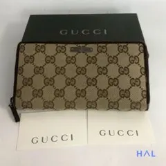 GUCCI グッチ GGキャンバス ラウンドファスナー 長財布 レディース