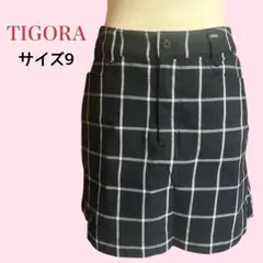 ティゴラ 黒チェック レディースゴルフ スカート サイズ9 ウエスト64cm