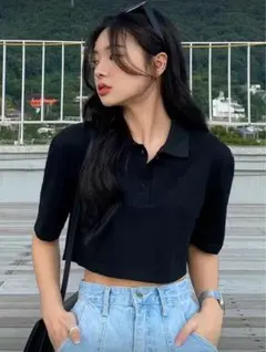 SHEIN DAZY 半袖 ショート丈 ポロシャツ