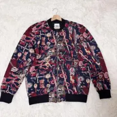 ✨未使用級 ZARA スカル グランジ 総柄 ボンバージャケット ブルゾン XL