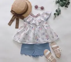 petit main フラワープリント シャツ 90