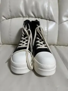 リックオウエンス似黒 レザー ハイカットスニーカー 厚底7cm