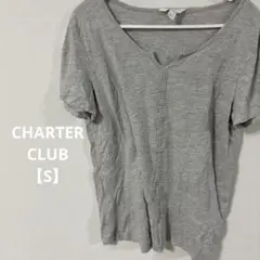 一点物✨️✨️【S】CHARTER CLUB グレー Vネック Tシャツ 夏服