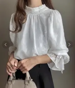 長袖ブラウス　白　FILLOU ふんわりシルエット　XL
