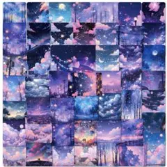 No. 291/海外/ステッカー/シール/防水/夜空　風景　コラージュ素材