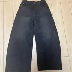 ワイドデニムパンツ ブラック