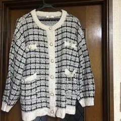 e f f o r i aチェック柄ニットカーディガン