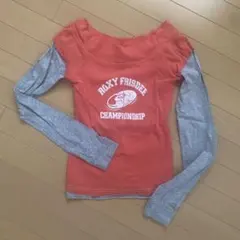 Roxy 長袖Tシャツ Sサイズ オレンジ/グレー