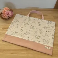 レッスンバッグ　花　ピンク　女の子　ボタニカル　通園バッグ　お道具袋　絵本袋