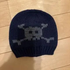 ZARA スカルデザイン ニット帽 ネイビー