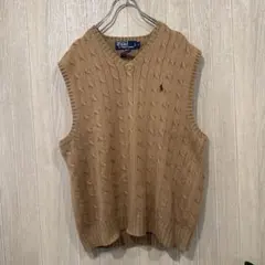 Polo by Ralph Lauren ベージュ ケーブルニット ベスト M