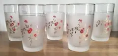 〈ビンテージ〉花柄ガラスコップ （HOYA）5個セット　昭和レトロ