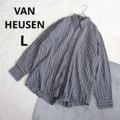 VAN HEUSEN ▶ メンズシャツ L 16-16 1/2 青 チェック柄