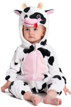 キッズ 着ぐるみ 牛 ロンパース コスチューム ルームウェア 110 可愛い