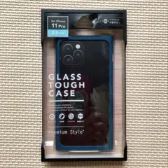 PGA iPhone11PRO 5.8inch ガラスタフケース　ネイビー