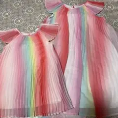 レインボー プリーツ ノースリーブワンピースお揃い