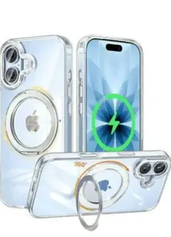 iPhone 17 ケース Magsafe対応 リング 360°回転 黄変防止
