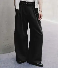 SLIGHT FLARE DOUBLE CLOTH BAGGY SLACKS
