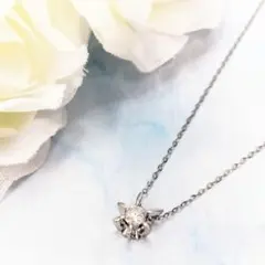 Pt プラチナ ダイヤモンドプチネックレス 爪留め アジャスター 