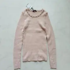 【新品】INGNI ニット パール装飾 長袖 ピンク M（F356）