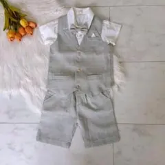 ″美品″フォーマルスーツ 4点セット グレー チェック柄 入園 発表会 110