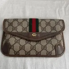 GUCCI クラッチバッグ シェリーライン スエード レザー コンパクト