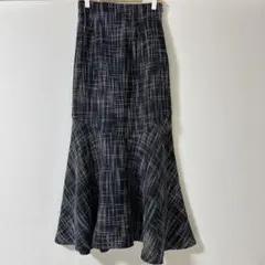 チェック柄 ツイードフレアマーメイドロングスカート