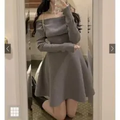 GRL オフショルダーニットワンピース