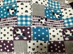 スムースニット　パンダ　パッチワーク柄虹の上のパンダくん　約１１０✕５０cm