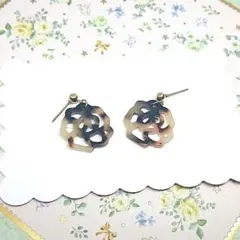 No.485☆べっ甲風フラワー ピアス イヤリング マスクチャーム
