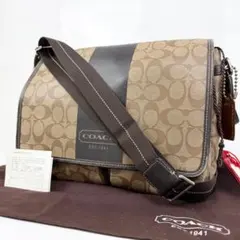 COACH シグネチャー ブラウン ショルダーバッグ メンズ 8989 - メルカリ
