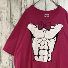 アメリカ古着　ジャージーズ　バックプリントTシャツ　マッチョ　筋肉　ピンクXL