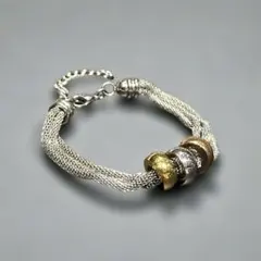 3連メッシュブレスレット 17cm〜22cm チェーンブレスレット ステンレス