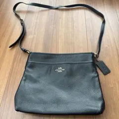 COACH ブラックレザー ショルダーバッグ