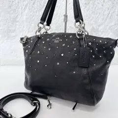 美品✨COACHコーチ スターダスト 2WAYショルダーバッグ スタッズ 黒のサムネイル