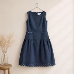 《美品★》Rene ルネ　デニムワンピース　クリーニング済み　水玉　日本製のサムネイル