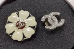 ヴィンテージ シャネル ボタン ハンドメイド ピンバッジ 2個セット