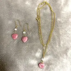 インカローズハートピアス・ネックレス