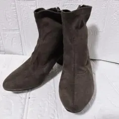 【THE SHOP TK】ショートブーツ ダークブラウン L チャンキーヒール