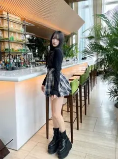 最終価格！GRL（グレイル） インパン裏地付ティアードチェックミニスカート