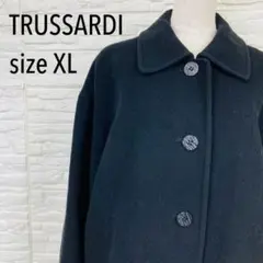 TRUSSARDI トラサルディ 黒 大きいサイズ ウール アンゴラ コートXLのサムネイル