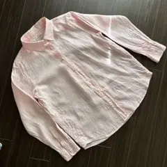 無印良品のピンクのリネンシャツブラウス