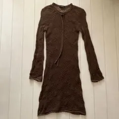 nicole ブラウン レース編み 長袖ワンピースのサムネイル